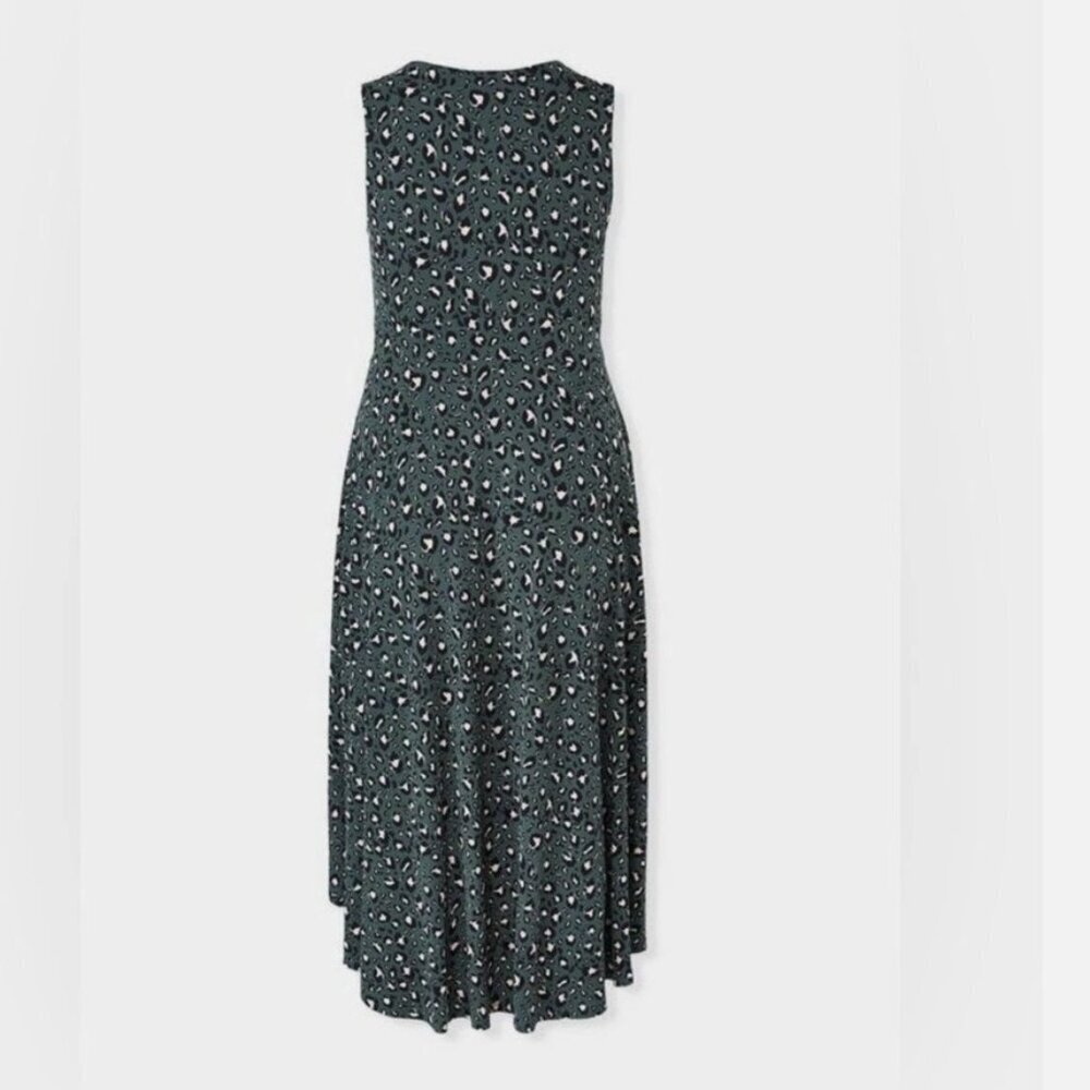 Torrid Studio Knit Wrap Dress Stretch Hi-Lo Glam Green Leopard 00 (US 10) Glam - Picture 4 of 15